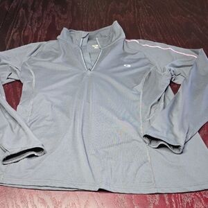 Champion Gray Quarter-Zip Pullover with Pink Shoulder Piping